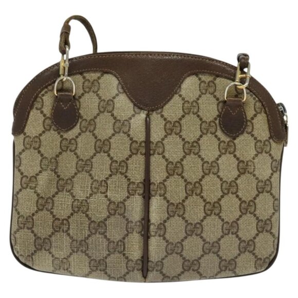 GUCCI GG Supreme Web Sherry Line Bag PVC Beige Gold 904 02 047 Auth 132567 - Picture 3 of 16